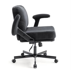 Comfortable Cross-legged Office Chair with Thick Cushion and Wide Seat Adjustable Swivel Desk Flip Arms and Wheels - Product Image 6