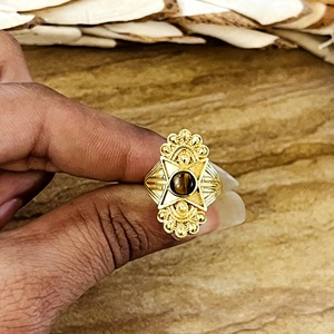 Trendy New <b>Tiger</b> <b>Eye</b> <b>Ring</b> Tribal Brass <b>Rings</b> Women 18k Gold Plated Celestial Star Band Jewelry Gothic Design Wholesale/OEM/ODM - Product Image 5