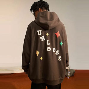 Sweat à capuche oversize en coton mélangé pour homme, idéal pour l'hiver, avec design tendance, séchage rapide, col à capuche et poche en tissu polaire - Product Image 2