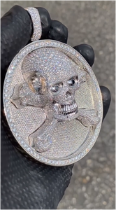 Colgante de Moissanita Hip Hop con Calavera 3D, Collar con Medalla Redonda, Plata 925, Colgante de Moissanita Personalizado - Product Image 5