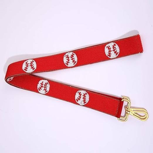 Sangle de sac artisanale légère en perles imitation nacre, motif baseball blanc sur fond rouge, réglable, bandoulière, style bohème - Product Image 4