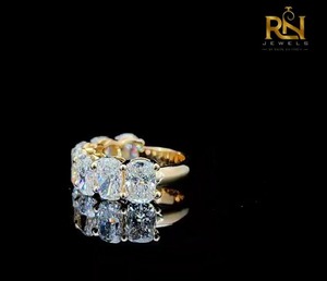 Oval Cut Lab Grown Diamond Half Eternity Band Solid Gold Shared Prong <b>Stacking</b> <b>Ring</b> Women OEM ODM Wholesale B2B Supply - Product Image 5