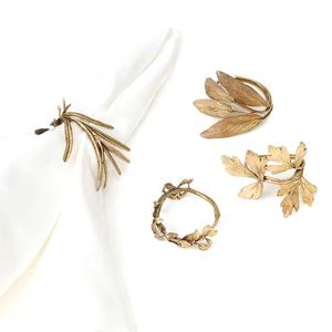 Anillo con diseño de hierba pequeña para servilletas, accesorios decorativos, oro real - Product Image 6