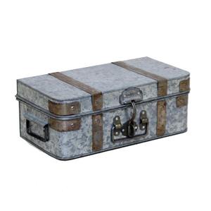 Modern Green Metal Handcrafted Square <b>Storage</b> <b>Box</b> Hinged Lid Classic Design Brass Latches Handle 1 Layer <b>Trunks</b> Large Capacity - Product Image 6