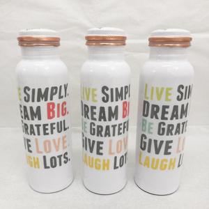 Bouteille d'eau en cuivre Live Simply Dream Big, en acier inoxydable, portable, pour les voyages, design minimaliste avec couvercle - Product Image 1