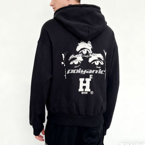 Sweat-shirts surdimensionnés personnalisés pour hommes, en coton/élasthanne épais, doublure imperméable, fermeture éclair, poche, streetwear d'hiver écologique - Product Image 4