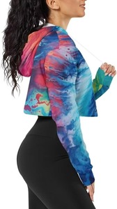 Custom <b>Long</b> <b>Sleeves</b> Yoga Sportswear Woman <b>Crop</b> Top Hoodies Women Training Hoodies - Product Image 2