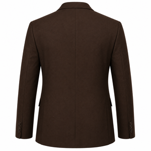 Veste de costume homme marron style britannique, revers cranté, simple boutonnage, infroissable, coupe droite, mélange de laine - Product Image 2