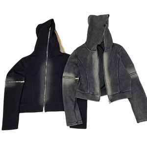 Sudadera con Capucha de Felpa Gruesa 100% Algodón de Alta Calidad, Estilo Vintage con Lavado Ácido y Batik, para Hombre, Diseño Sólido, Estilo Invernal, Talla Grande - Product Image 2