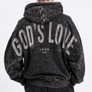 Sudadera con Capucha Oversize de Poliéster/Algodón con Diseño de Letras Personalizado 'GOD'S LOVE' para Invierno, Estilo Urbano Cristiano, Venta al por Mayor - Product Image 6