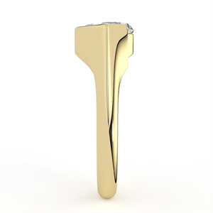 Bague minimaliste en or jaune à profil bas, avec diamant taillé en feuille, demi-sertie, style East West, solitaire moderne, bijou d'exception - Product Image 6
