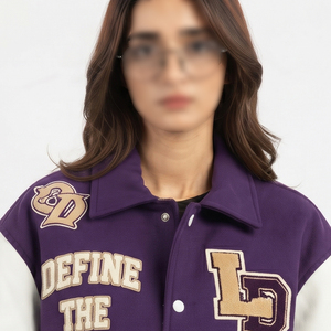 เสื้อแจ็คเก็ตวาร์ซิตี้ปักลายตามสั่งสำหรับผู้ชาย เสื้อแจ็คเก็ตเลตเตอร์แมนแบบขายส่ง ปกเสื้อพับได้ เสื้อแจ็คเก็ตวาร์ซิตี้ผู้ชาย - Product Image 5
