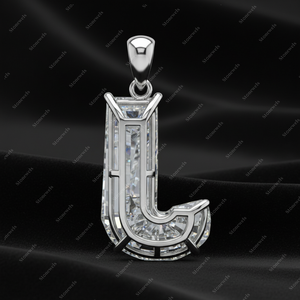 Pendentif personnalisé lettre initiale J, moissanite, diamant, alphabet majuscule, charme en argent sterling 925 plaqué or, nom personnalisé - Product Image 3