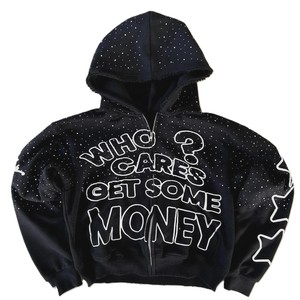 Sweat à capuche oversize noir pour homme avec imprimé lettres blanches, style streetwear, manches classiques, tissu French Terry, vêtement d'automne - Product Image 1