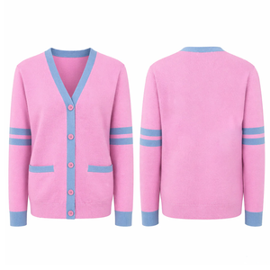 High Quality Women Sorority Cardigan Cotton Knitted Button Down Turn Down Collar Classic Design Casual Knitwear OEM Custom Made - Product Image 1