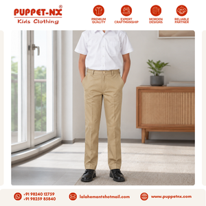 Pantalon d'uniforme scolaire kaki pour garçons, coupe droite classique, en tissu polyester-coton, fournisseur en gros pour les écoles - Product Image 2