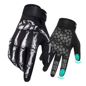 <b>Full</b> Finger Racing Gloves With <b>Skeleton</b> Print Touchscreen Compatible Breathable Nylon Outdoor Cycling Unisex - Product Image 1