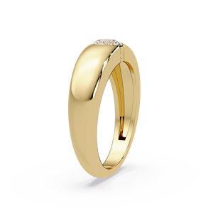 Modern 14K Gold Tension Solitaire <b>Ring</b> Round Brilliant Lab Grown Diamond Semi Bezel <b>Thick</b> Dome Band Unisex Engagement Wholesale - Product Image 3