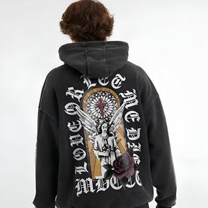Sweat à capuche graphique Croix d'Ange Gothique, Esthétique Sombre, Mode Urbaine, Inspiré de l'Art Spirituel, Confortable, Coupe Décontractée, Vêtement Tendance - Product Image 2