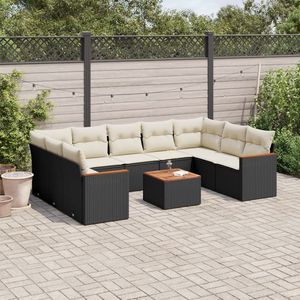 Conjunto de Sofás Modulares Grandes de Ratán PE Negro para Jardín, Colección de Muebles de Exterior Elegantes - Product Image 1