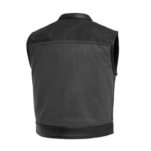 Gilet en cuir robuste pour homme, style club, gilet de motard avec poche dissimulée pour porte-armes, boutons-pression recouverts, vente en gros, commande en gros - Product Image 2