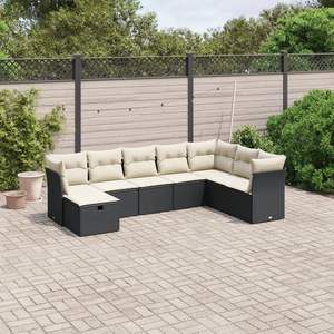Conjunto de Sofás Modulares Grandes para Jardín, en Poliratán Negro y Acero, Muebles Modernos para Exteriores - Product Image 1