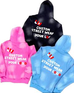 Sudadera con capucha de felpa francesa personalizada al por mayor, estilo vintage desgastado, con lavado ácido, de gran tamaño, de peso pesado, conjunto de 2 piezas con pedrería - Product Image 1