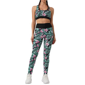 Conjunto de Shorts de Yoga y Gimnasio de Cintura Alta con Estampado de Poliéster/Nylon para Mujer, Transpirable, de Secado Rápido, Ropa Deportiva, Bra Deportivo y Pantalones - Product Image 5