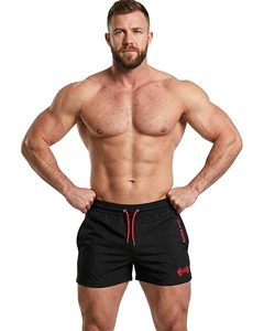 Shorts de bain décontractés pour hommes 100 % coton, couleur unie, avec poches, séchage rapide, taille à cordon de serrage, longueur mi-cuisse, garniture orange turquoise - Product Image 6