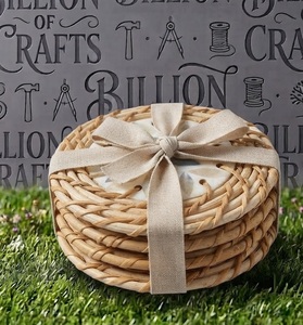 Handcrafted MOP Inlay Rattan Coasters | Wholesale Eco Friendly Jute Cane <b>Cup</b> <b>Mats</b> Set - Product Image 5