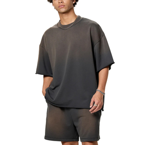 Men's 300g Heavyweight 100% Cotton Jersey <b>T</b>-Shirt Vintage Style Silk Screen Stone Wash Oversized Short Sleeve Europe America - Product Image 3