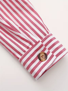 Nouvelle chemise pour homme à rayures verticales avec col, manches longues, coupe ajustée, flatteuse, 100% coton, automne, polyvalente, avec ceinture - Product Image 6