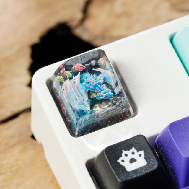 Keycaps Mystical Anime, Custom Artisan Keycaps, Keycaps Anime Cute, Green Keycaps, Keycaps Set,  Keycaps Resin