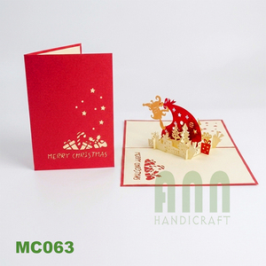 งานฝีมือ ANN HANDICRAFT MC063 ของขวัญคริสต์มาสซานต้าแบบป๊อปอัพ 3 มิติ ตัดด้วยเลเซอร์ ผลิตที่ฮานอย ทำจากกระดาษเคลือบด้าน พิมพ์ลาย 4 สี - Product Image 5