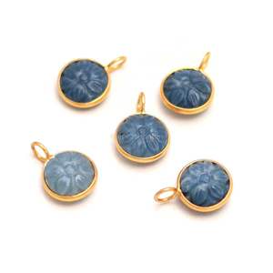 Colgante de flor de ópalo azul natural tallado a mano, amuleto de piedra preciosa, joyería de plata de ley 925, colgante de ópalo azul para joyería, 11 mm - Product Image 4