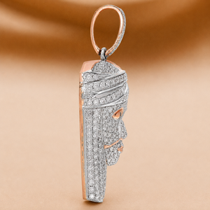 Plated Rose Gold Jesus Pendant <b>Iced</b> <b>Out</b> Round Brilliant Cut Moissanite Unisex <b>Chain</b> Hip hop Necklace Gift - Product Image 3