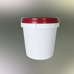 White Round Plastic Pail with <b>Red</b> Lid Airtight Container for Storage - Product Image 6