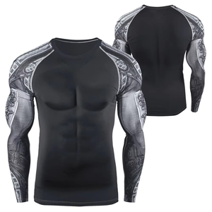 Top Quality Men <b>Compression</b> <b>Shirt</b> for Gym Workout Wear Solid <b>Black</b> Color Quick Dry Breathable Men <b>Compression</b> <b>Shirt</b> for sale - Product Image 3