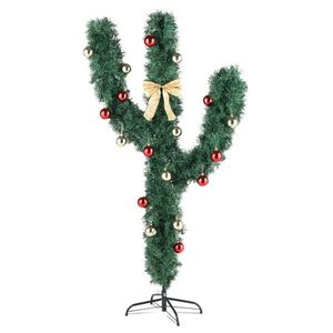 5ft PVC Material Christmas Tree Decorative Accessories 400 Branches in Cactus Shape with 110 Warm Lights 8 Modes Green Color - Product Image 6