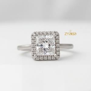 Anillo de Compromiso Moderno con Diamante Cultivado en Laboratorio, Corte Princesa, Diseño Catedral, Oro Sólido de 14K, Regalo para Mujer, Boda, Fiesta, Propuesta - Product Image 5