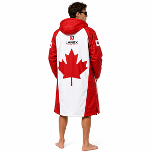 Chaqueta Parka Personalizada con la Bandera de Canadá, Impermeable, Cortavientos, Forrada de Forro Polar, con Capucha, para Natación, Surf y Deportes al Aire Libre - Product Image 4