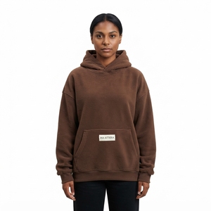 Women's <b>Brown</b> Oversized Pullover Hoodie <b>Fleece</b> Sweatshirt Kangaroo Pocket Casual Streetwear - Product Image 1