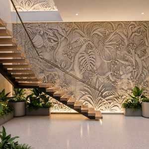 Panneau mural en grès naturel moderne, personnalisable et fait main, pour intérieur, extérieur, façade, jardin, élément décoratif de luxe - Product Image 1