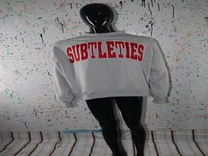 SUBTLETIES HEATHER GREY <b>Mock</b> <b>Neck</b> Sweatshirt 100% RED Applique Embroidery wide <b>neck</b> Sweatshirt Finer Threads - Product Image 4