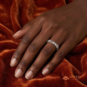Anillo de Eternidad de Plata de Ley 925 con Moissanita, Estilo Diamante, para Boda, Compromiso, Aniversario, Joyería Fina de Lujo para Mujer, Gujarat - Product Image 5
