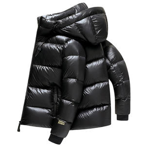 <b>Men's</b> Black Hooded Puffer <b>Jacket</b> Windproof Zipper Closure Casual Winter Wear <b>Down</b> <b>Filling</b> Regular Fit Solid Color - Product Image 1