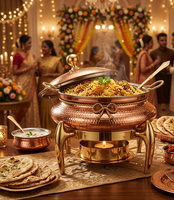 Ensemble de Buffet personnalisé en cuivre et acier, support rond, Buffet rond moderne, Buffet rond pour Restaurants