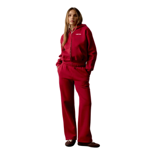 Womens Full <b>Zip</b> Hoodie Tracksuit Set Straight Leg <b>Trousers</b> Drawstring Waist Fit Two Piece Casual Travel Lounge Streetwear Outfit - Product Image 1