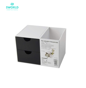 SWORLD Pastel <b>Plastic</b> Pen Holder <b>Storage</b> Box, Multi-Compartment Desk Organizer with <b>Drawer</b> for Office Supplies Wholesale - Product Image 5