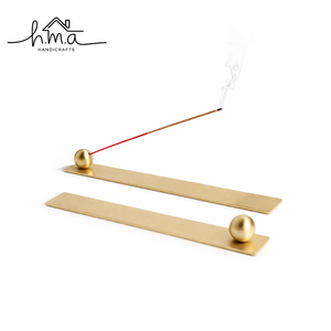 Minimalist Brass Incense Holder <b>Stick</b> Burner with Ball Accent Modern Metal Agarbatti Stand Decorative Home Fragrance Tray Holder - Product Image 1